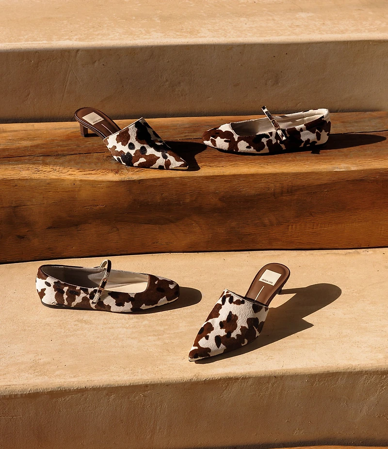 Dolce Vita Reyes Cow Print Calf Hair Mary Jane Ballet Flats