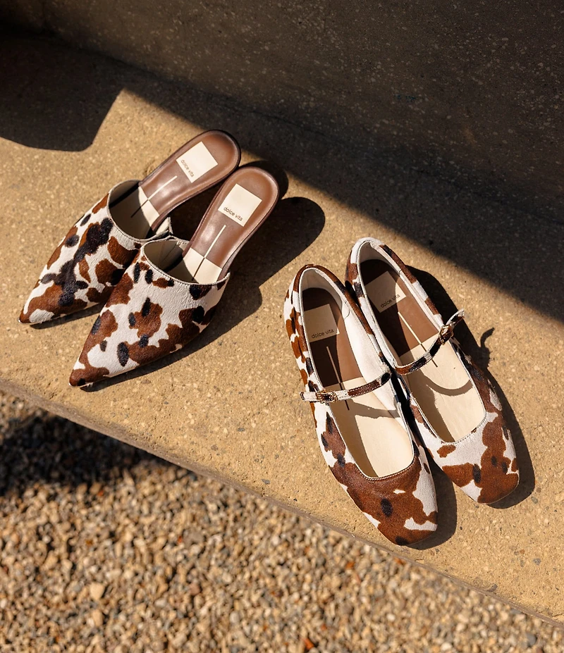 Dolce Vita Reyes Cow Print Calf Hair Mary Jane Ballet Flats