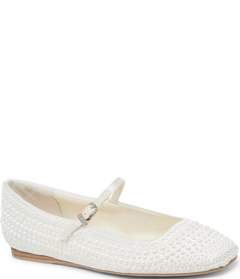 Dolce Vita Reyes Pearl Embellished Satin Mary Jane Ballet Flats