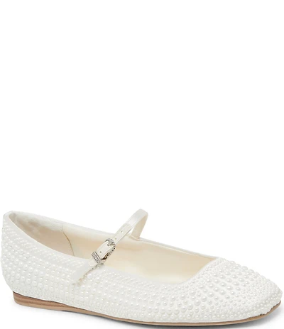 Dolce Vita Reyes Pearl Embellished Satin Mary Jane Ballet Flats