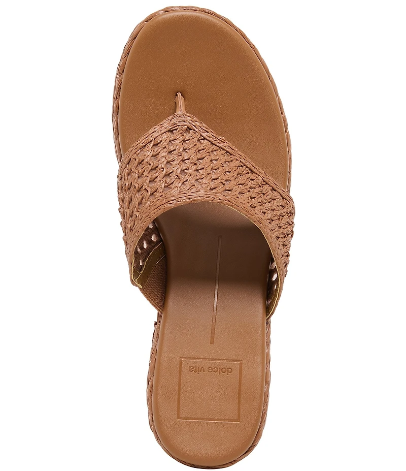 Dolce Vita Ripple Raffia Platform Thong Sandals