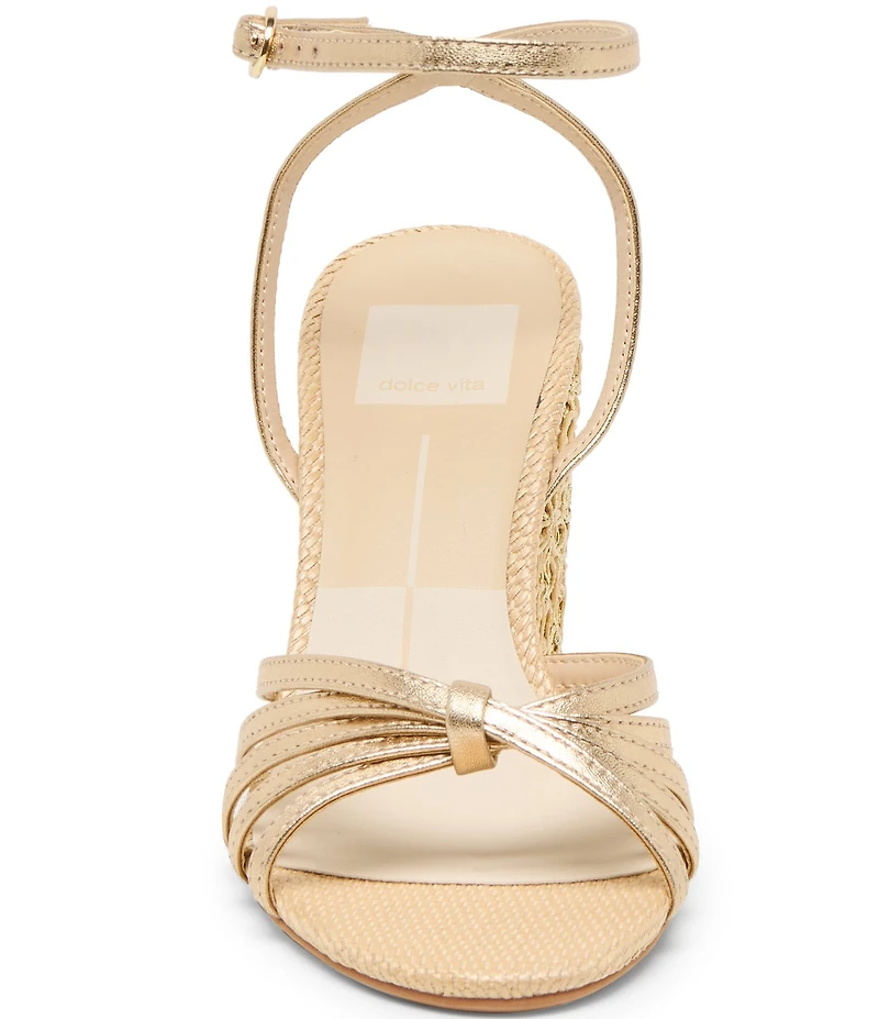 Dolce Vita Ronica Metallic Leather Strappy Floral Heel Dress Sandals