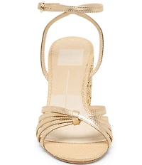 Dolce Vita Ronica Metallic Leather Strappy Floral Heel Dress Sandals