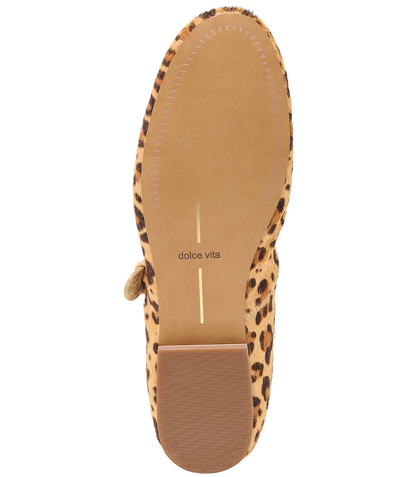Dolce Vita Roslyn Leopard Print Calf Hair Mary Jane Ballet Flats