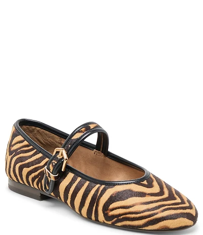 Dolce Vita Roslyn Tiger Print Calf Hair Mary Jane Ballet Flats