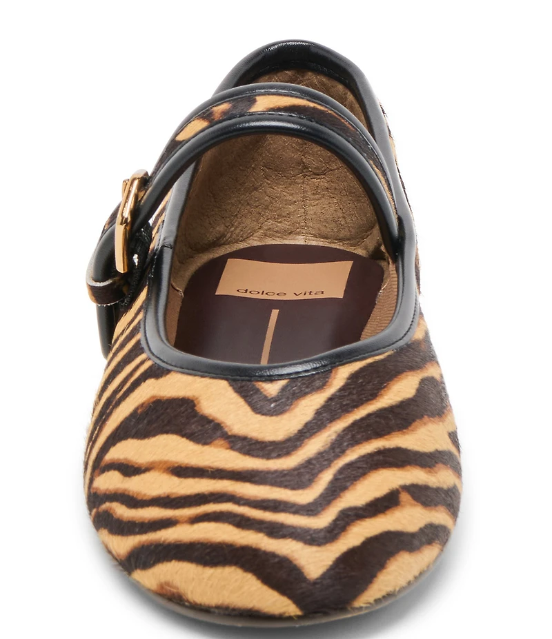 Dolce Vita Roslyn Tiger Print Calf Hair Mary Jane Ballet Flats