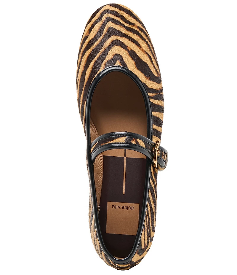 Dolce Vita Roslyn Tiger Print Calf Hair Mary Jane Ballet Flats