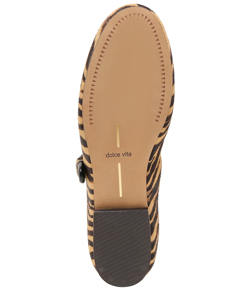 Dolce Vita Roslyn Tiger Print Calf Hair Mary Jane Ballet Flats