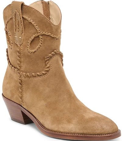 Dolce Vita Rudo Suede Stitching Detail Western Booties