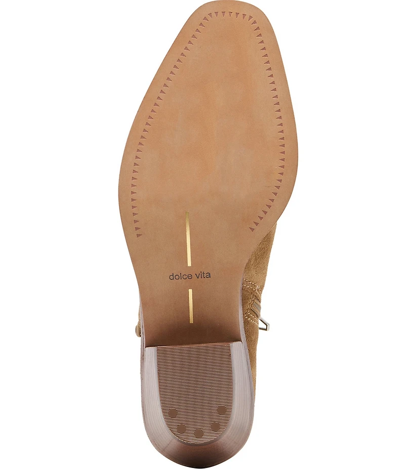 Dolce Vita Rudo Suede Stitching Detail Western Booties