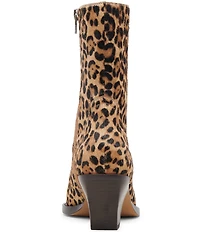 Dolce Vita Rutger Leopard Calf Hair Pointed Toe Western Booties