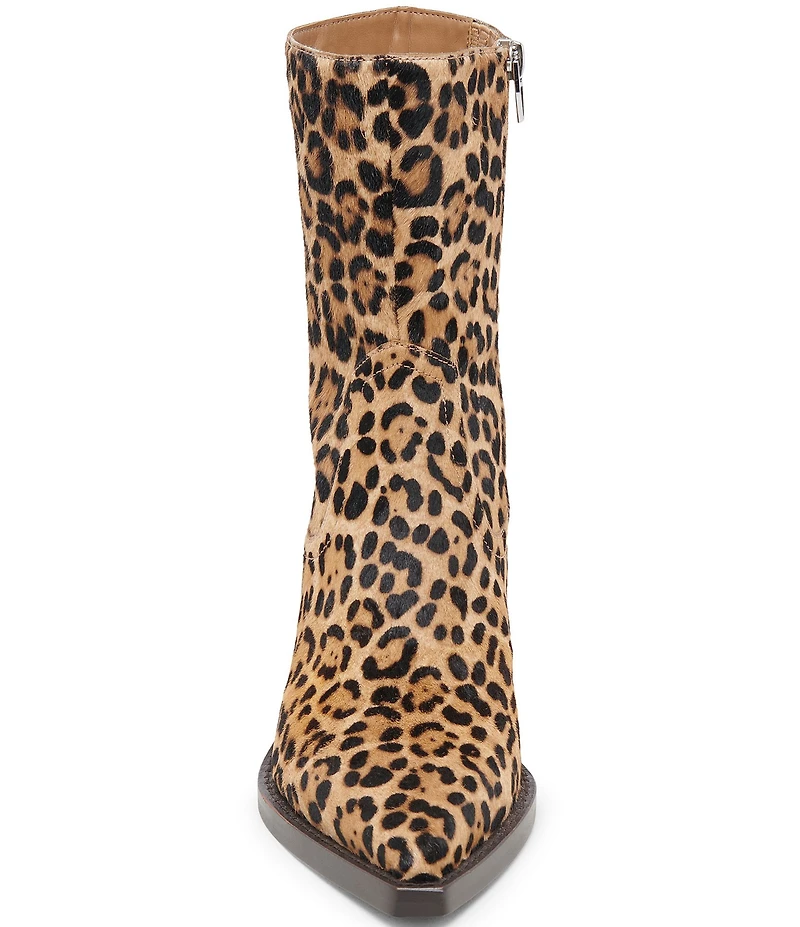 Dolce Vita Rutger Leopard Calf Hair Pointed Toe Western Booties