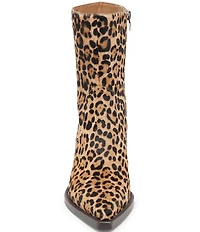 Dolce Vita Rutger Leopard Calf Hair Pointed Toe Western Booties
