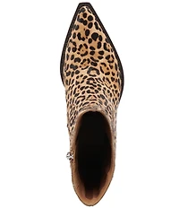 Dolce Vita Rutger Leopard Calf Hair Pointed Toe Western Booties
