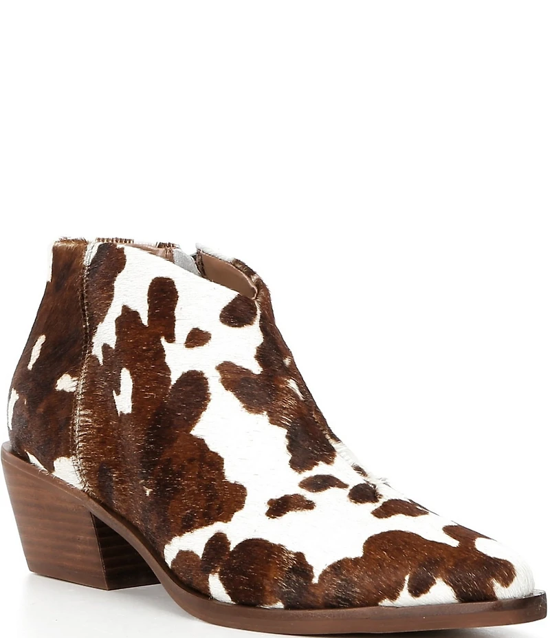Dolce Vita Safira Cow Print Calf Hair Booties