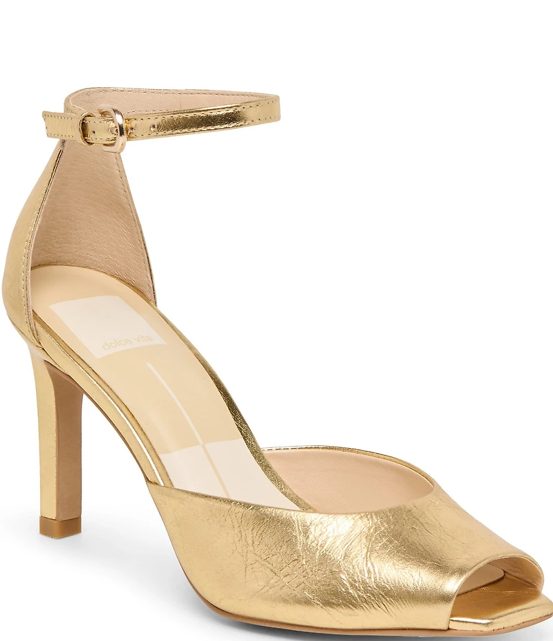 Dolce Vita Serlo Leather Peep Toe Ankle Strap Pumps