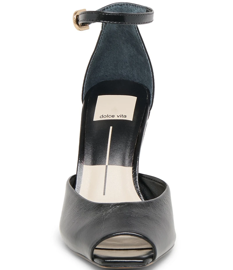 Dolce Vita Serlo Leather Peep Toe Ankle Strap Pumps