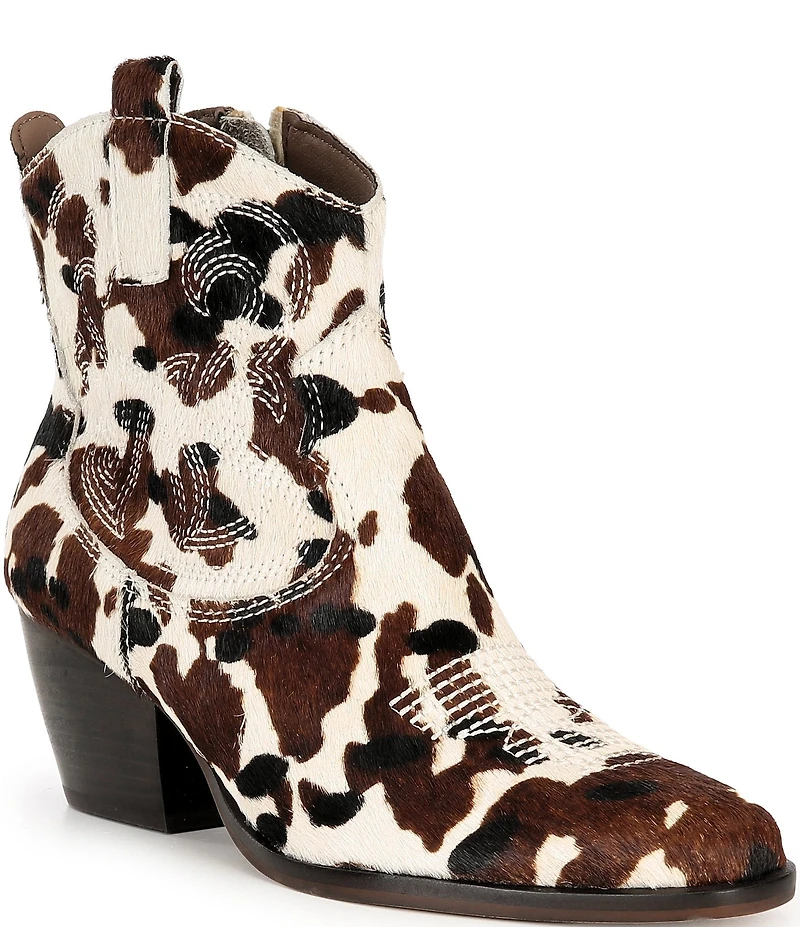 Dolce Vita Shania Cow Print Calf Hair Western Booties