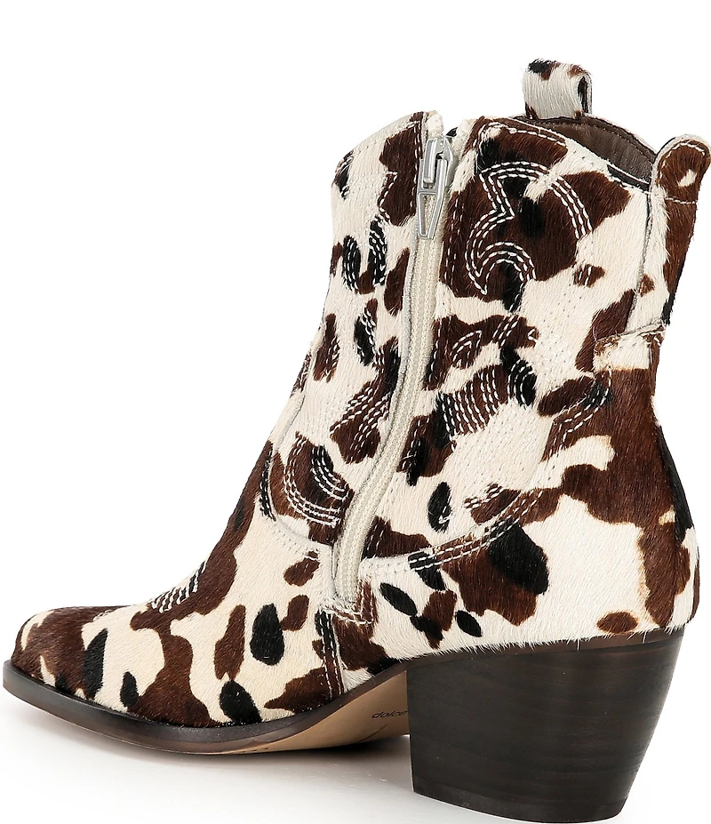 Dolce Vita Shania Cow Print Calf Hair Western Booties
