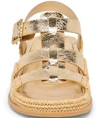 Dolce Vita Shenna Tumbled Leather Gladiator Footbed Espadrille Sandals