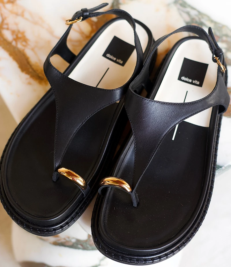 Dolce Vita Stefan Leather Toe Ring Hardware Sandals