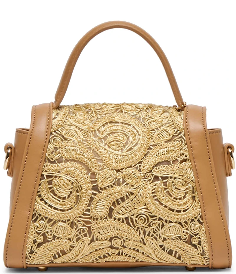 Dolce Vita Tansy Woven Raffia Lace Top Handle Satchel Bag