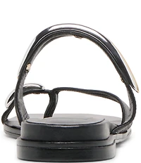 Dolce Vita Tarina Leather Strap Gold Hardware Detail Slip on Sandals