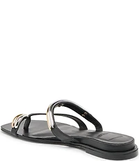 Dolce Vita Tarina Leather Strap Gold Hardware Detail Slip on Sandals