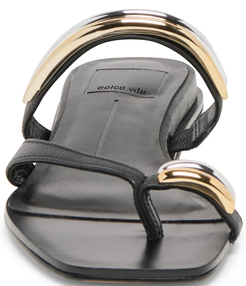 Dolce Vita Tarina Leather Strap Gold Hardware Detail Slip on Sandals