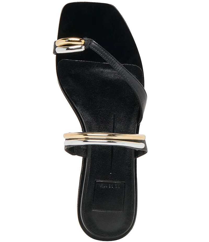 Dolce Vita Tarina Leather Strap Gold Hardware Detail Slip on Sandals