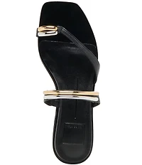 Dolce Vita Tarina Leather Strap Gold Hardware Detail Slip on Sandals