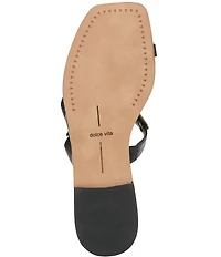 Dolce Vita Tarina Leather Strap Gold Hardware Detail Slip on Sandals