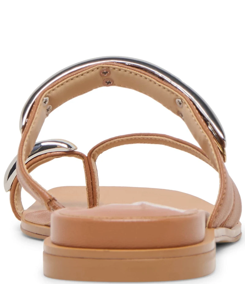 Dolce Vita Tarina Leather Strap Gold Hardware Detail Slip on Sandals