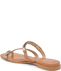 Dolce Vita Tarina Leather Strap Gold Hardware Detail Slip on Sandals