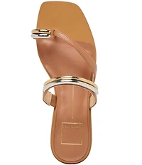 Dolce Vita Tarina Leather Strap Gold Hardware Detail Slip on Sandals