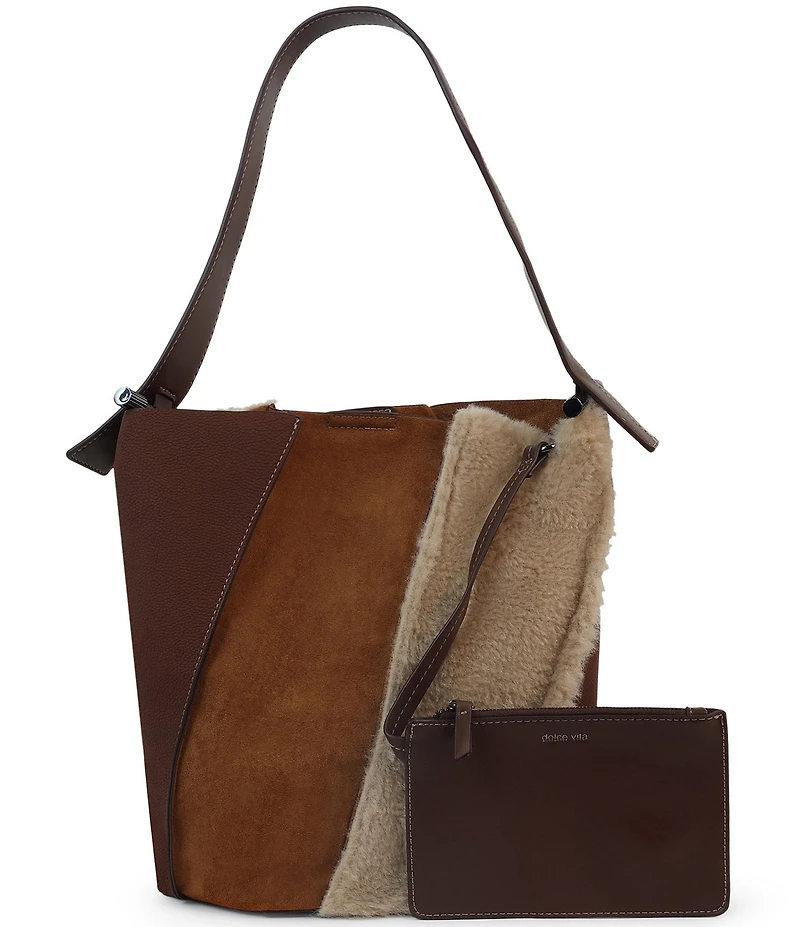 Dolce Vita Thalia Mixed Media Panel Bucket Bag