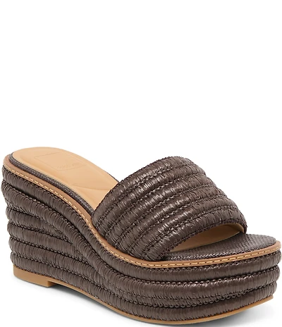 Dolce Vita Throne Raffia Wedge Platform Sandals