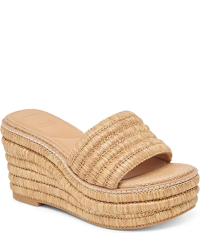Dolce Vita Throne Raffia Wedge Platform Sandals