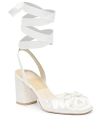 Dolce Vita Tisha Satin Ankle Wrap Block Heel Pumps