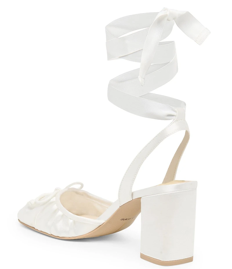 Dolce Vita Tisha Satin Ankle Wrap Block Heel Pumps