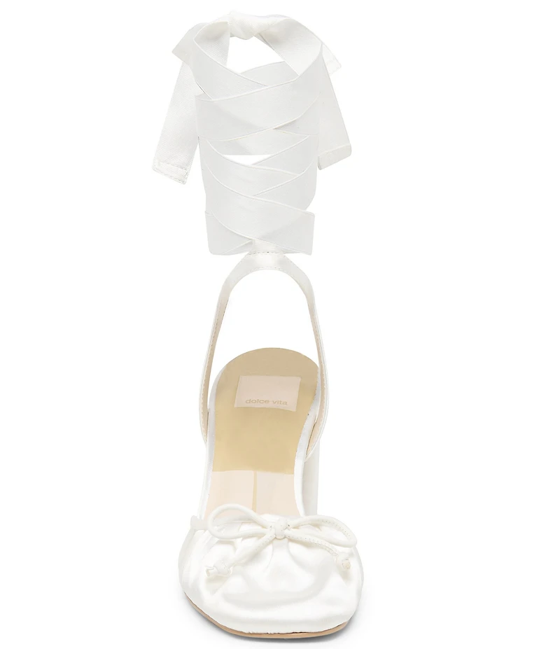 Dolce Vita Tisha Satin Ankle Wrap Block Heel Pumps