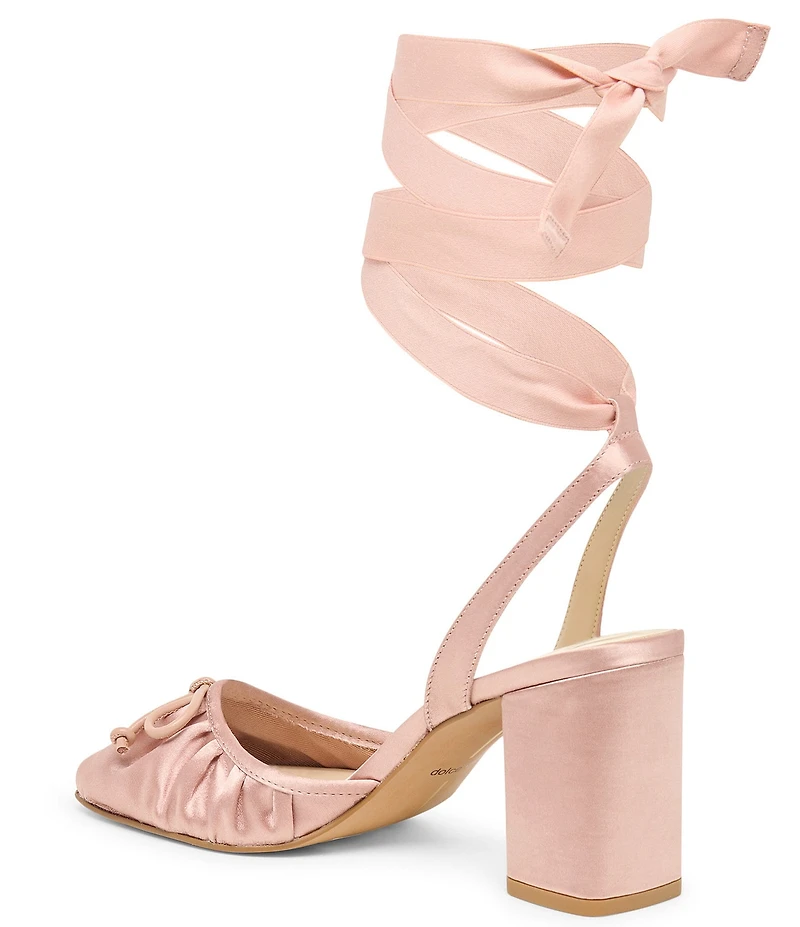 Dolce Vita Tisha Satin Ankle Wrap Block Heel Pumps