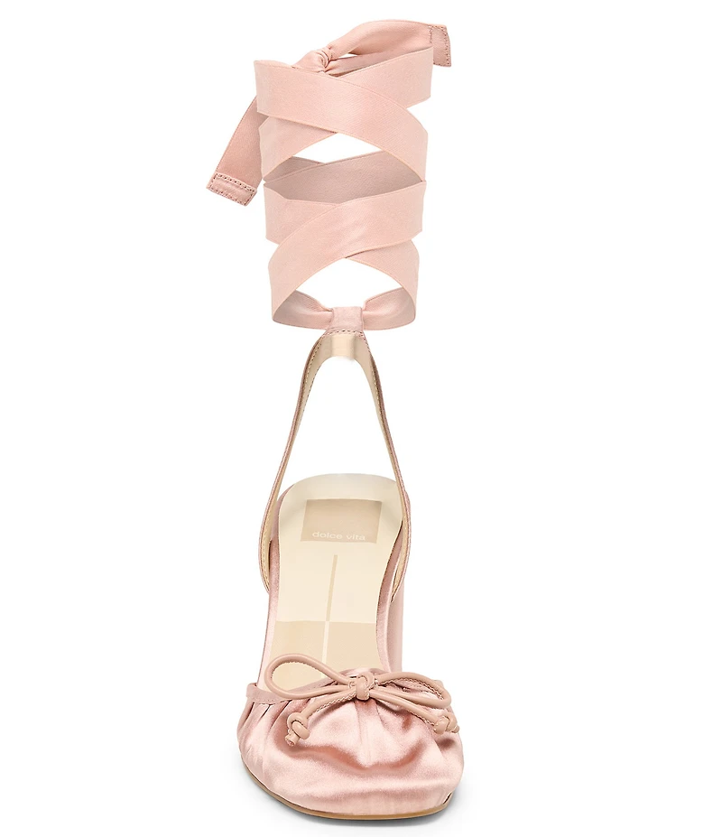 Dolce Vita Tisha Satin Ankle Wrap Block Heel Pumps