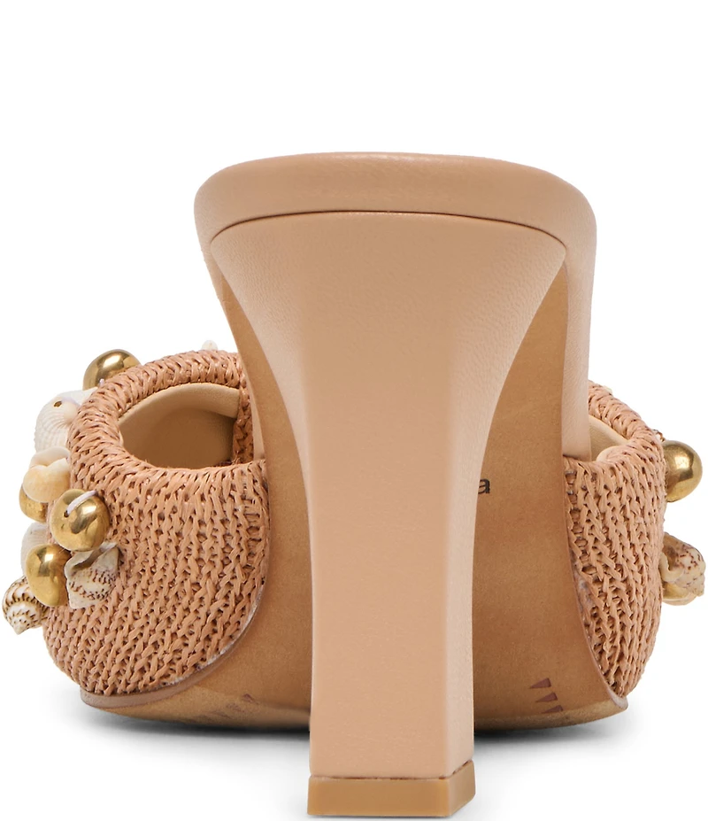 Dolce Vita Tylah Raffia Shell Ornamented Slide Dress Sandals