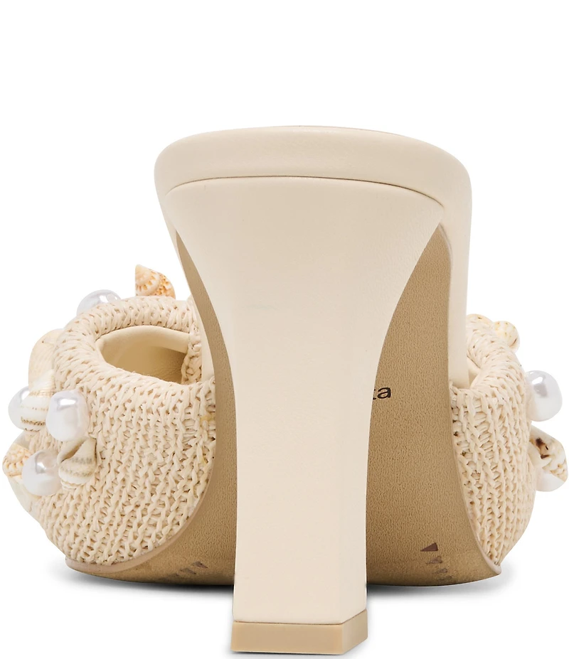 Dolce Vita Tylah Raffia Shell Ornamented Slide Dress Sandals