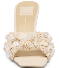 Dolce Vita Tylah Raffia Shell Ornamented Slide Dress Sandals