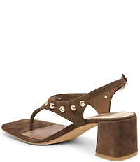Dolce Vita Yves Stud Suede Thong Sling Back Dress Sandals