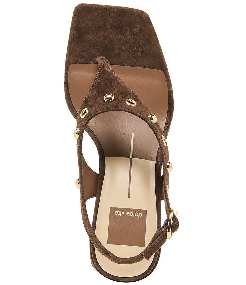 Dolce Vita Yves Stud Suede Thong Sling Back Dress Sandals