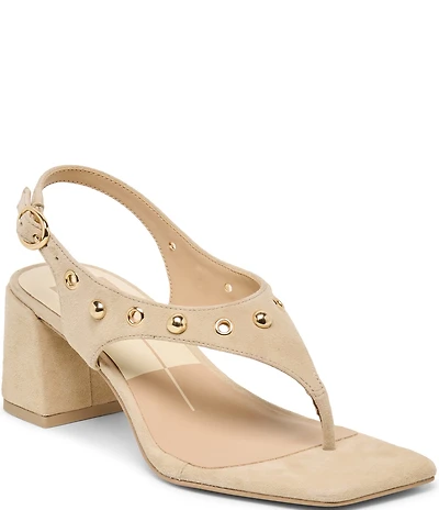 Dolce Vita Yves Stud Suede Thong Sling Back Dress Sandals