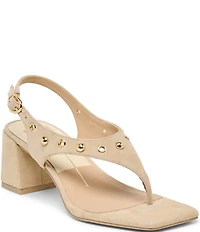 Dolce Vita Yves Stud Suede Thong Sling Back Dress Sandals